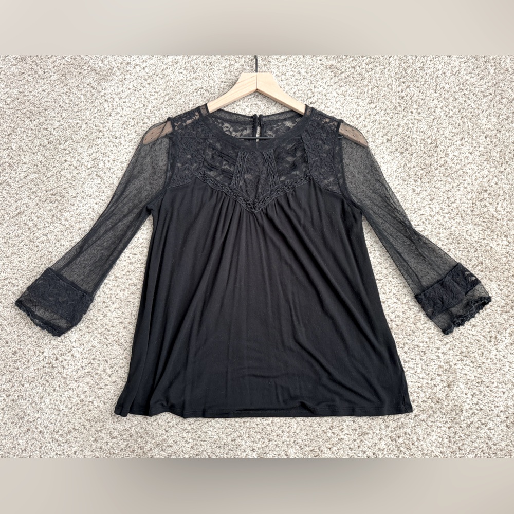 Express - 3/4 Sleeve Blouse with Lace Sleeves